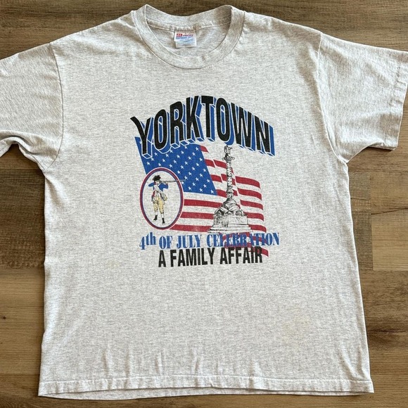 Hanes Other - VTG‎ 90s Yorktown 4th of July Celebration T-Shirt American Flag - Made in USA